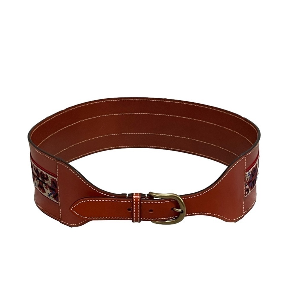 ISABEL MARANT WOMA EMBROIDERED LEATHER WAIST BELT IN NULL (BROWN)